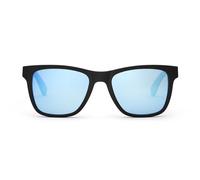 TAKE A SHOT Holz Sonnenbrille Eckig für Herren im sportlichen Design mit UV Schutz Schwarz (Schwarz/Walnuss/Blau)