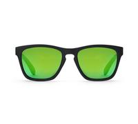 TAKE A SHOT Holz Sonnenbrille Eckig für Herren im Sportlichen Design Schwarz / Walnuss / Grün