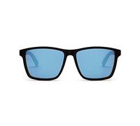 TAKE A SHOT Große Eckige Sonnenbrille aus Holz für Herren - Lindgren Kollektion Schwarz (Schwarz / Walnuss / Blau)
