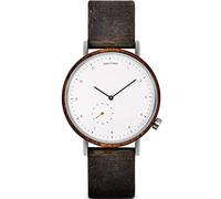 TAKE A SHOT Holzuhr - Holz Armbanduhr für Herren mit grauem Lederarmband, Analoge Herrenuhr mit Gehäuse aus Holz, Durchmesser 42 mm, George