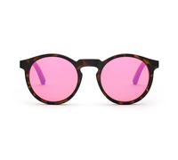 TAKE A SHOT Holz-Sonnenbrille Damen Rund Pink Verspiegelt Schmal Runde Gläser, UV400 - Havana Sonnenbrille Holz LISI