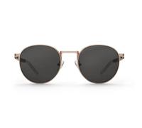 TAKE A SHOT Runde Sonnenbrille aus Holz und Metall für Damen und Herren Rose (Rosegold / Walnuss / Braun)
