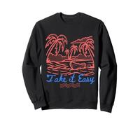 Take It Easy Coastal Vibes Beach Palm Tree Summer Sweatshirt