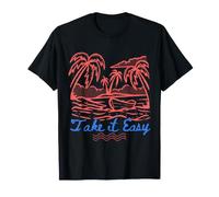 Take It Easy Coastal Vibes Beach Palm Tree Summer T-Shirt