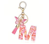 TAKONE Schmetterling Glitzer Rosa Schlüsselanhänger - Idealer Geschenk Auto Schlüsselanhänger für Frauen/Kinder
