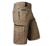 Taktische Cargo-Shorts für Herren, Baumwolle, Camouflage, Militär, Outdoor, Wandern, Walking, Arbeit, Shorts mit Reißverschlusstaschen, entspannte Passform, 3/4-Länge, Kampfhose, mehrere Taschen