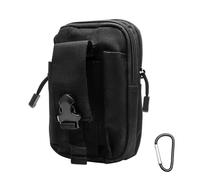 Taktische Gürteltasche Herren mit 1 Karabiner, Schwarz Taktische Bauchtasche aus Nylon, Hüfttasche Wasserabweisende Waist Bag Tactical Wallet für Outdoor, Arbeit, Reisen, Wandern, Fahrradfahren