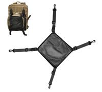 Taktischer Gepäcknetz für Rucksack, Helm, mit 4 verstellbaren Riemen, Haken, 25 x 25 cm, elastisches Gurtband, Netz-Organizer, Universal-Halterung für Motorrad, Fahrrad, Wandern