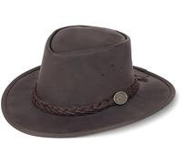 Talaroo Lederhut aus Känguruleder - ultraleicht & abriebfest, Outback/Western, knautschbar, wasserabweisend, elastisches Schweißband, Ösen für Kinnriemen (DE/NL/SE/PL, Alphanumerisch, XL, Braun)