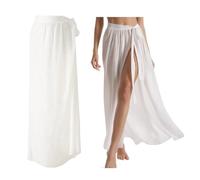 TaleMoon Damen Strand Tuch Sarong Pareo,Sommer Bikini Strandkleid Wickelrock,Beach Sarong Wickeltuch Lang Strandtuch für Strandurlaub,Strandrock mit Badeanzug für Frauen,Weiß