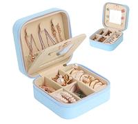 talifoca Jewellery Box Travel Small Jewellery Box for Women Girls PU Leather Jewellery Case with Mirror Jewellery Storage for Earrings Rings Stud Earrings Chain