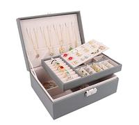 talifoca Schmuckkästchen, Doppellagige große Kapazität PU-Leder Schmuckaufbewahrung Organizer Schmuckschatulle Schmuckbox für Ringe Ohrringe Armbänder Halsketten Mädchen Frauen