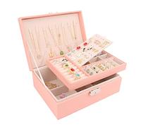 talifoca Schmuckkästchen, Doppellagige große Kapazität PU-Leder Schmuckaufbewahrung Organizer Schmuckschatulle Schmuckbox für Ringe Ohrringe Armbänder Halsketten Mädchen Frauen