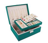 talifoca Schmuckkästchen, Doppellagige große Kapazität PU-Leder Schmuckaufbewahrung Organizer Schmuckschatulle Schmuckbox für Ringe Ohrringe Armbänder Halsketten Mädchen Frauen