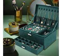 talifoca Schmuckkästchen, dreilagig große Kapazität Samt Schmuckaufbewahrung Organizer Schmuckschatulle Schmuckbox für Ringe Ohrringe Armbänder Halsketten Mädchen Frauen