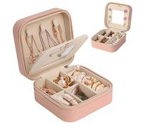 talifoca Schmuckschatulle Reisen, kleine Schmuckschatulle für Damen Mädchen, Schmucketui aus PU-Leder mit Spiegel, Schmuckaufbewahrung für Ohrringe, Ringe, Ohrstecker, Kette
