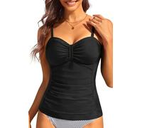 Talisea Damen Bügel-Tankini Top Only Bauchweg Badeanzug Top Push Up Badeanzug Oberteil ohne Unterteil, Schwarz, XL