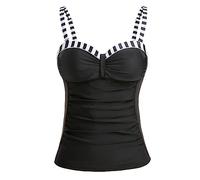 Talisea Damen Bügel-Tankini Top Only Bauchweg Badeanzug Top Push Up Badeanzug Oberteil ohne Unterteil, Schwarz-weiße Streifen, S