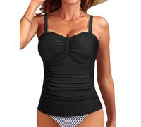 Talisea Damen Bügel-Tankini Top Only Bauchweg Badeanzug Top Push Up Badeanzug Oberteil ohne Unterteil, Schwarz, S
