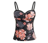 Talisea Damen Bügel-Tankini Top Only Bauchweg Badeanzug Top Push Up Badeanzug Oberteil ohne Unterteil, Orange Floral, Large