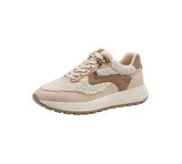 Tamaris 1-1-23795-45-401 Damen Sneaker Low Leder/Textil beige beige | 1-23795-45 - Schnürung, herausnehmbares Fußbett, flache Sohle