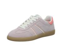 Plateausneaker TAMARIS, Damen, Gr. 42, lila, rose, Lederimitat, Veloursleder, unifarben mit Farbeinsatz, Schuhe Plateausneaker, Freizeitschuh, Halbschuh, Schnürschuh mit gepolstertem Schaftrand (79265
