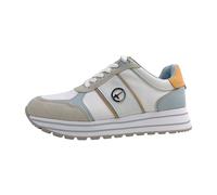 Plateausneaker TAMARIS, Damen, Gr. 36, blau (hellblau kombiniert), Textil, Lederimitat, sportlich, Schuhe, Freizeitschuh, Halbschuh, Schnürschuh mit farbigen Besätzen (24683454-36) hellblau kombiniert