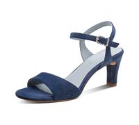 Sandalette TAMARIS, Damen, Gr. 37, blau, Textil, Veloursleder, unifarben, Schuhe Sandalette, Trichterabsatz, Abendschuh mit verstellbarem Fesselriemchen (71402247-37) blau