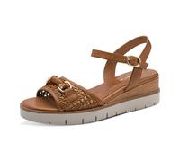 Keilsandalette TAMARIS "Tamaris Sandalen Leder/Textil", Damen, Gr. 40, cognac, Leder, Textil, Schuhe (63379807-40) cognac
