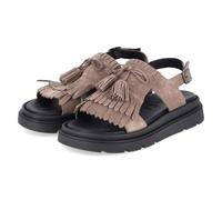 Tamaris 1-28255-46-341 Damen Flache Sandalen Rauleder in Taupe - Gr. 41