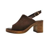 Tamaris Damen Sandalette mit Blockabsatz Leder, braun, 39 EU