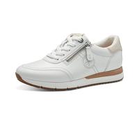 Tamaris Damen Sneaker COMFORT flach aus Leder mit Reißverschluss Weiß Größe 39