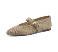 Tamaris Damen Ballerina mit Strap – flach, metallic – 39 EU