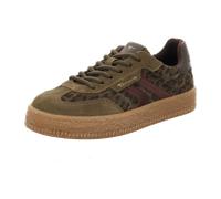 Tamaris Damen Sneaker Low flach, grün (Olive Leopard),37