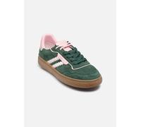 Plateausneaker TAMARIS, Damen, Gr. 41, grün (grün kombiniert), Veloursleder, Lederimitat, unifarben mit Farbeinsatz, modisch, Schuhe, Freizeitschuh, Halbschuh, Schnürschuh mit Kontrastbesatz (37400929