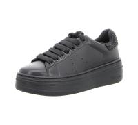 Plateausneaker TAMARIS, Damen, Gr. 40, schwarz, Leder, Lederimitat, Textil, glänzend, unifarben, Basic, Schuhe Plateausneaker, Schnürschuh, Halbschuh mit Schmucksteinen an der Ferse, Damensneaker (242