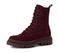 Schnürstiefelette TAMARIS "Tamaris Stiefelette Veloursleder", Damen, Gr. 36, rot (merlot), Veloursleder, casual, Schuhe (96435534-36) merlot
