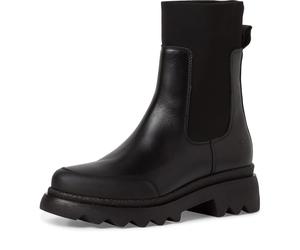 Tamaris 25830-001 Schwarz - ungefütterte Stiefelette - Damenschuhe Modische Stiefelette / Boots, Schwarz, leder/textil, absatzhöhe: 25 mm für Damen, schwarz, Größe 37 EU