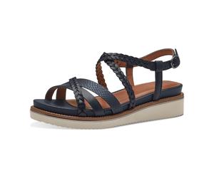 Tamaris 28207-805 Navy (blau) - elegante Sandale - Damenschuhe Sandalette / Sling, Blau, leder für Damen, blau, Größe 37 EU