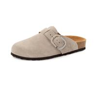 Tamaris Damen Fußbett Pantolette Leder flach, grau, 38 EU