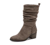 Stiefel TAMARIS, Damen, Gr. 41, taupe, Veloursleder, unifarben, Schuhe, Blockabsatz, Kurzstiefel mit Falten am slouchy Schaft (66823649-41) taupe