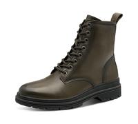 Schnürboots TAMARIS, Damen, Gr. 37, oliv, Glattleder, Lederimitat, unifarben, Schuhe, Blockabsatz, Schnürstiefelette in angesagter Used Optik (35710013-37) oliv