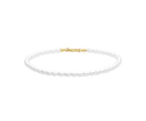 Tamaris Anklet - Elegantes Fußkettchen aus poliertem Edelstahl - IP Gold - Glasperlenkette verstellbar bis 25 cm - wasserfest & hautfreundlich