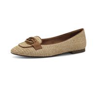Ballerina TAMARIS, Damen, Gr. 38, beige (natur), Bast, Ziegenveloursleder, kontrastfarbene Details, Schuhe Ballerina, Blockabsatz, Schlupfschuh, Businessschuh mit Tamaris-Schmuckelement (32513847-38)