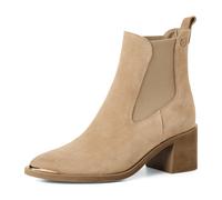 Tamaris Damen Chelsea mit Blockabsatz Leder, beige, 37 EU