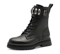 Schnürstiefelette TAMARIS, Damen, Gr. 38, schwarz, Leder, Lederimitat, unifarben, Schuhe Schnürstiefelette, Blockabsatz, Schnürboots mit Schmuckelementen in Metallicoptik (14084225-38) schwarz