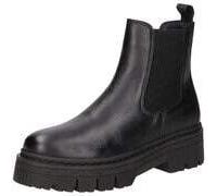 Chelseaboots TAMARIS, Damen, Gr. 38, schwarz, Leder, klassisch, Schuhe, Plateau, Schlupfboots, Stiefelette mit praktischer Anziehlasche (49339909-38) schwarz