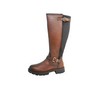 TAMARIS COMFORT Damen Hohe Stiefel ohne Absatz mit Reißverschluss mit Schnallen, Braun (Cognac), 39 EU