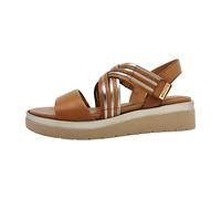 Tamaris COMFORT Damen Sandalen flach aus Leder mit Klettverschluss, Braun (Nut Glam), 40 EU