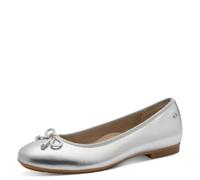 Tamaris Comfort Damen Ballerinas aus Leder mit Schleife, Silber (Silver), 39 EU